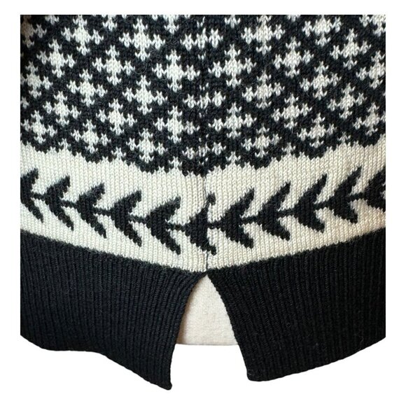 Jason Wu Sweater Womens Small Black Ivory Wool Knit Crew Neck Fair Isle Pullover - Picture 9 of 11